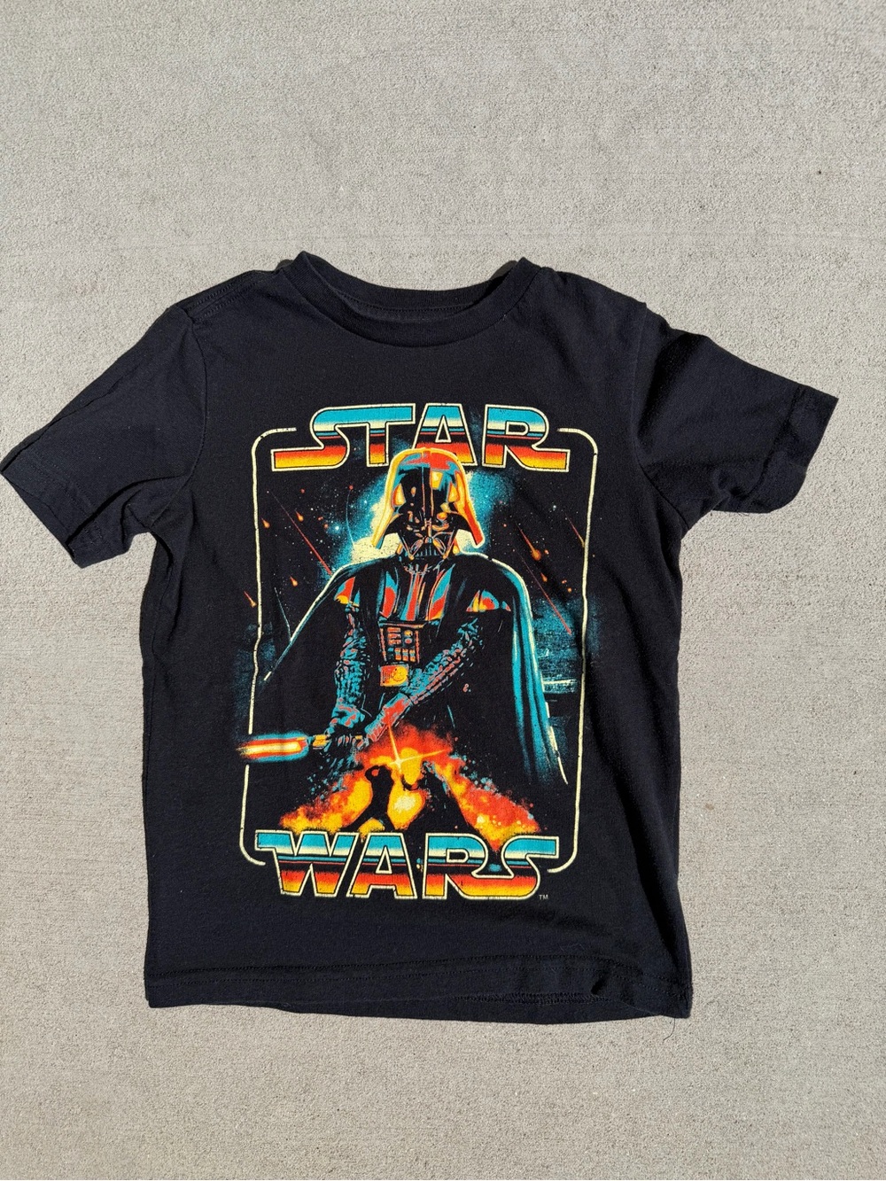 Star Wars Darth Vader Graphic T-Shirt Boys XS 4/5 Black Retro Style Tee